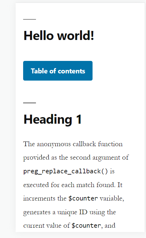 Table of contents after using our code.